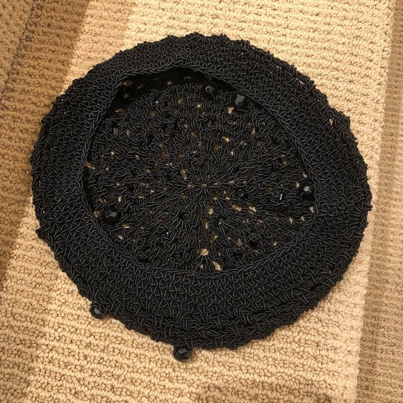 24 Collection Black Crochet Beret with beads - Picture 5 of 5